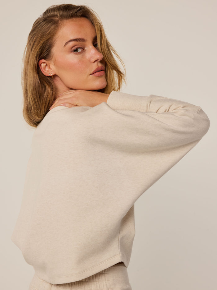 Clay Heather Ojai Boat Neck Top - Back Three-Quarter View, Boat Neckline and Dolman Shoulder Detail | Greyson Clothiers