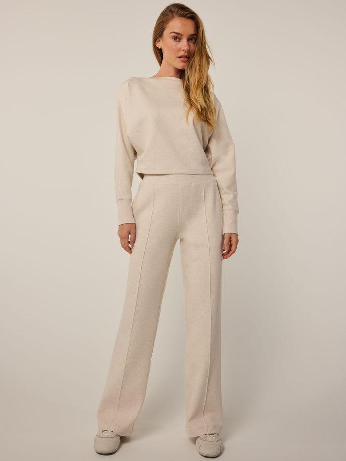 Clay Heather Ojai Boat Neck Top - Full Length Styled Look, Women's Premium Cotton-Blend Knit Set | Greyson Clothiers