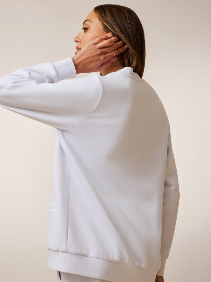 Arctic Ojai Button-Down Cardigan Sweatshirt - Back Three-Quarter View On Model | Greyson Clothiers