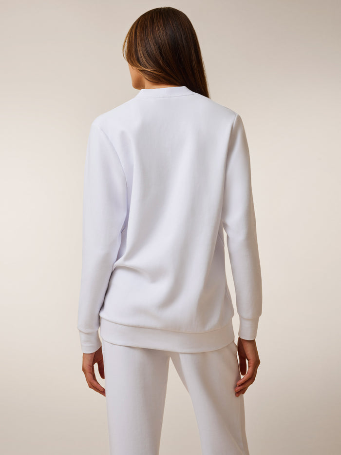 Arctic Ojai Button-Down Cardigan Sweatshirt - Back View, Oversized Fit On Model | Greyson Clothiers
