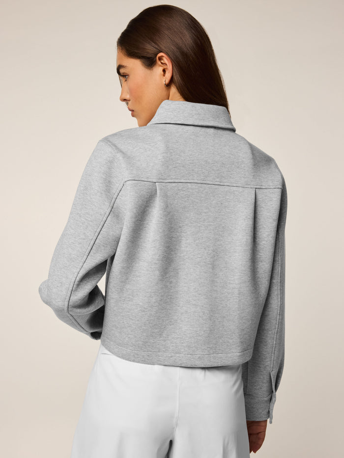 Greyson Clothiers Ojai Button-Down Jacket Light Grey Heather - Back View, Cropped Silhouette