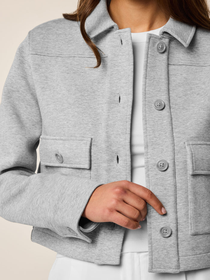 Greyson Clothiers Ojai Jacket Light Grey Heather - Button Placket & Utility Pocket Close-Up