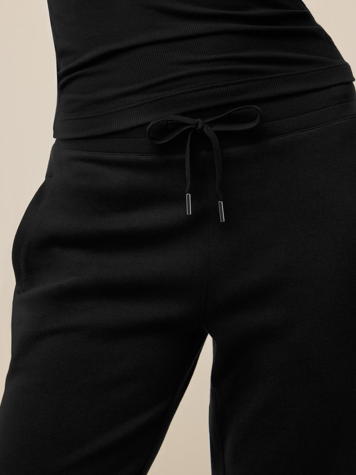 Greyson Clothiers Ojai Drawstring Pant in Black - Drawstring & Welt Pocket Close-Up Detail