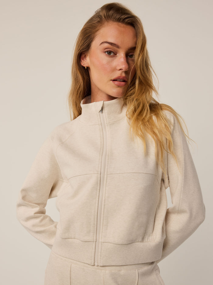 Shepherd Heather Greyson Clothiers Ojai Full-Zip - Front View, Mock Collar Detail | Greyson Clothiers