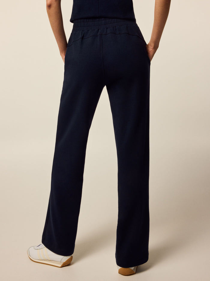 Midnight Maltese Ojai Luxe Pant - Back View, Elastic Waistband and Wide Leg Cotton Blend | Greyson Clothiers