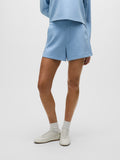 Wolf Blue Cotton Ojai Trouser Short - Front Mid-Shot On Model, Welt Pocket & Hem Stitch Detail | Greyson Clothiers