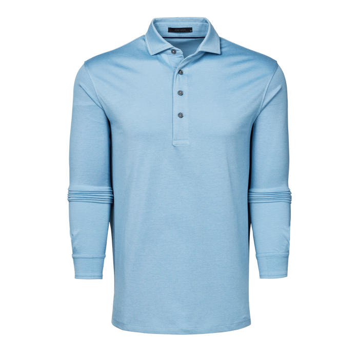 Greyson Clothiers Omaha Long Sleeve Polo - Maltese Blue Front View | Greyson Clothiers