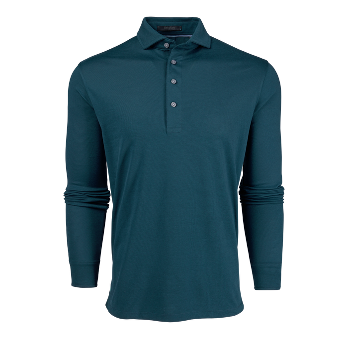 Greyson Clothiers Omaha Long Sleeve Polo - Falcon Teal Front View | Greyson Clothiers