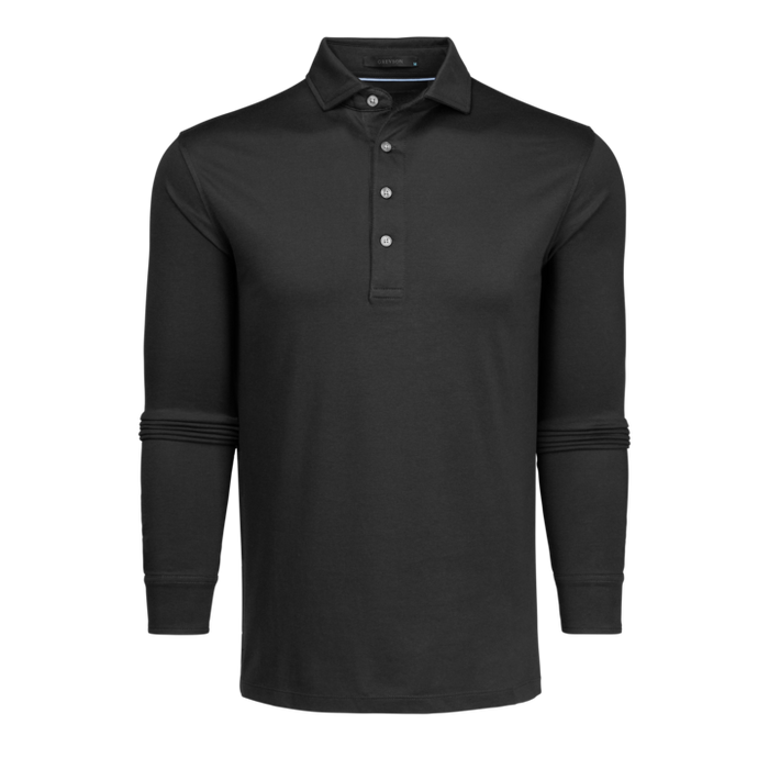 Greyson Clothiers Omaha Long Sleeve Polo - Eclipse Black Front View | Greyson Clothiers