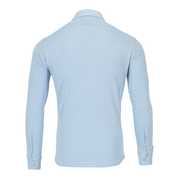 Maltese Blue Pique Cotton Omaha Dress Shirt - Back View | Greyson Clothiers