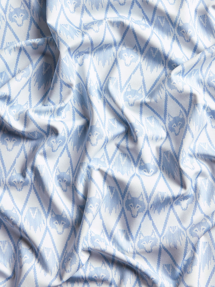 Onota Polo Heron Fabric Detail - Tonal Wolf Diamond Print Texture, Lightweight Performance Golf Polo | Greyson Clothiers