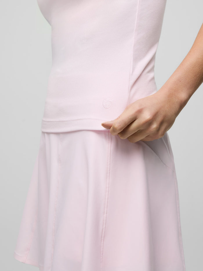 Bloom Rib Knit Orion Tank Top - Logo Hem Close-Up Detail | Greyson Clothiers