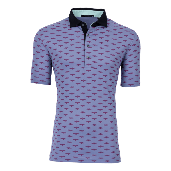 Greyson Clothiers Osprey Polo in Valley - Front View, Eagle Motif Print with Contrast Collar