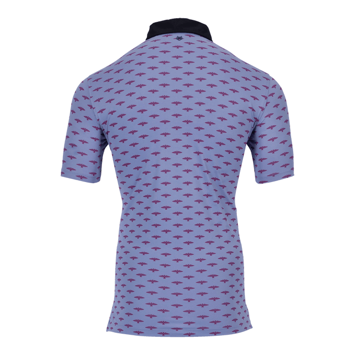 Greyson Clothiers Osprey Polo in Valley - Back View, All-Over Eagle Print Performance Golf Polo