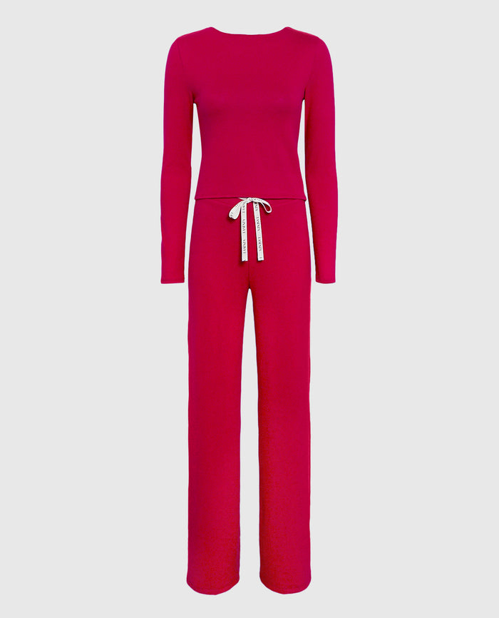 Pajama Pant with Logo Drawstring in Cosmo Red