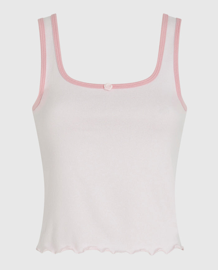 Pajama Tank with Rosette in Pink