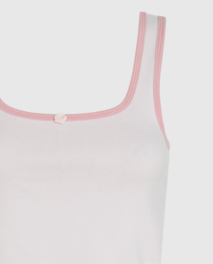 Pajama Tank with Rosette in Pink