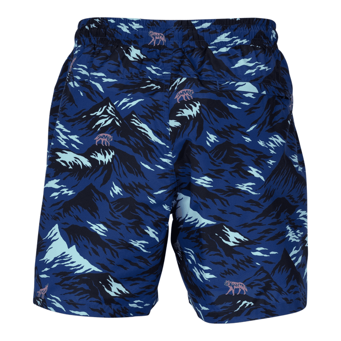Greyson Clothiers Peace Maker Torch Swim in IONA - Back View, Quick-Dry Mountain Wolf Print Swim Short