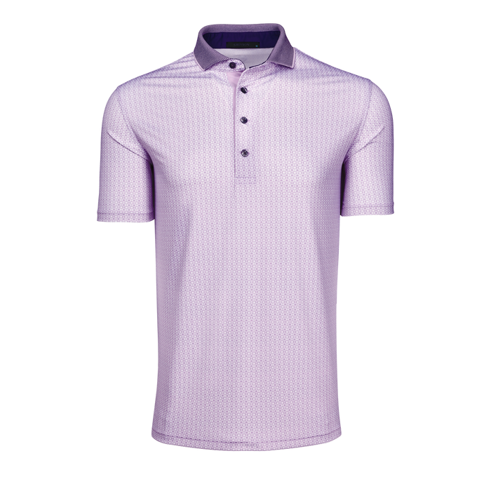 Highland Phantom Echos Printed Performance Golf Polo Contrast Collar - Front View | Greyson Clothiers