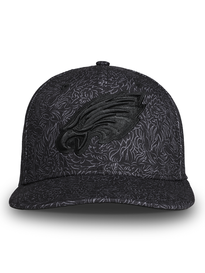 Philadelphia Eagles Den of Thieves 9Fifty Snapback - Black Allover Pattern Front View | Greyson Clothiers