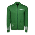 Kelly Green Philadelphia Eagles Shawl Cardigan - Flat Lay, Zip Front & Wolf Knit Detail | Greyson Clothiers