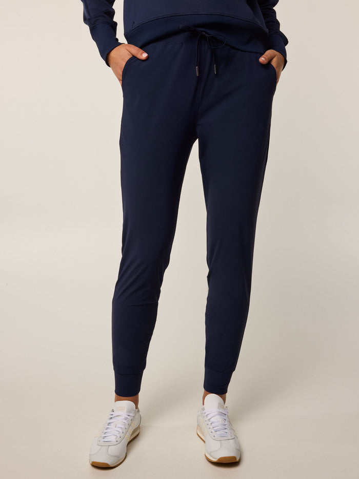 Maltese Blue Phoenix Jogger Tapered Fit - Front View On Model | Greyson Clothiers