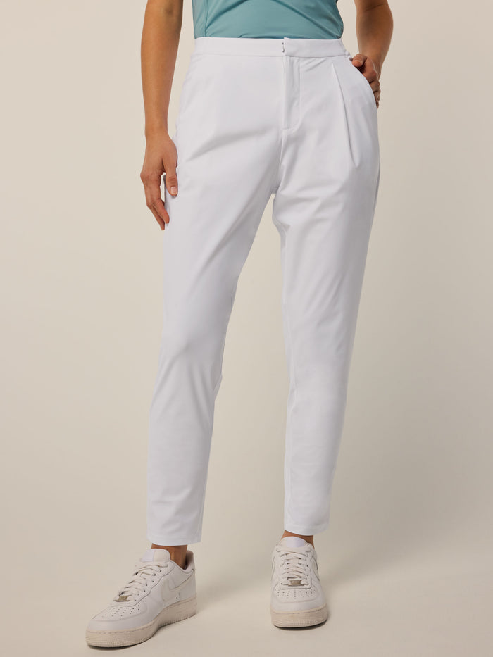 Arctic Phoenix Pleated Trouser - Front View, Mid-Rise Waist Detail | Greyson Clothiers