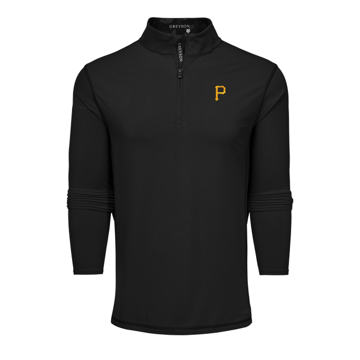 Black Pittsburgh Pirates Colorado Quarter-Zip Mock Neck Midlayer - Front View | Greyson Clothiers
