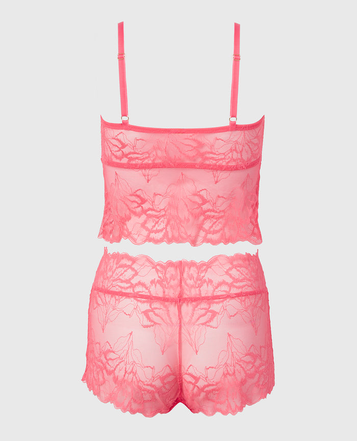 PJ Lush Lace Cami with Boyshort Set in Pink Lemonade