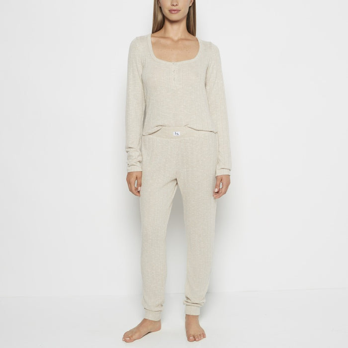 PJ Set with LS Logo Patch in Cozy Light Oatmeal