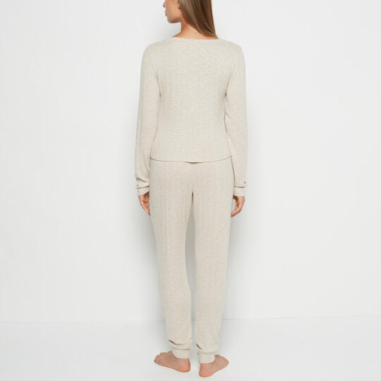 PJ Set with LS Logo Patch in Cozy Light Oatmeal
