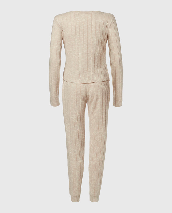 PJ Set with LS Logo Patch in Cozy Light Oatmeal
