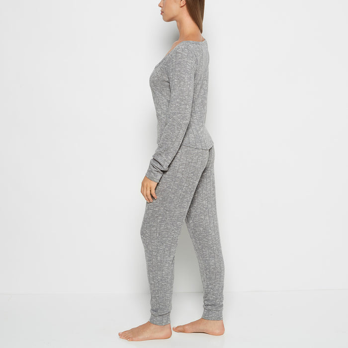 PJ Set with LS Logo Patch in Light Grey Cozy