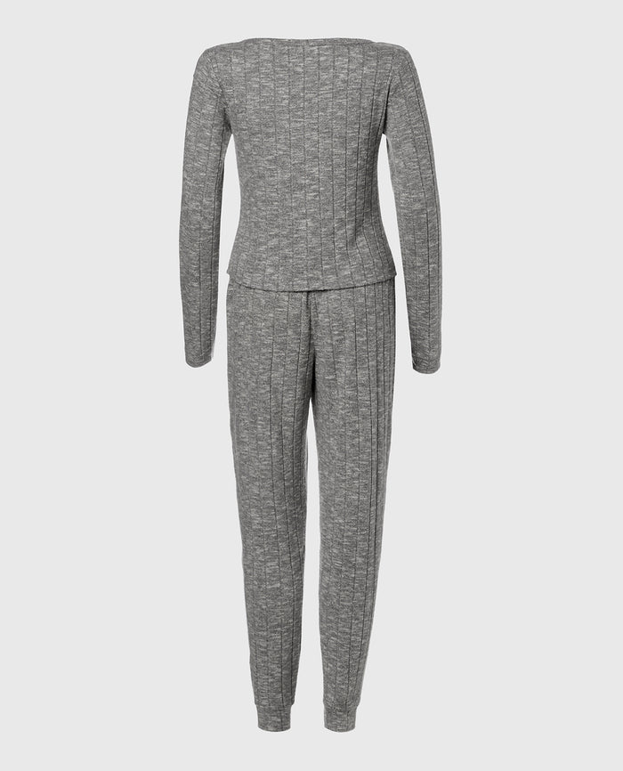 PJ Set with LS Logo Patch in Light Grey Cozy