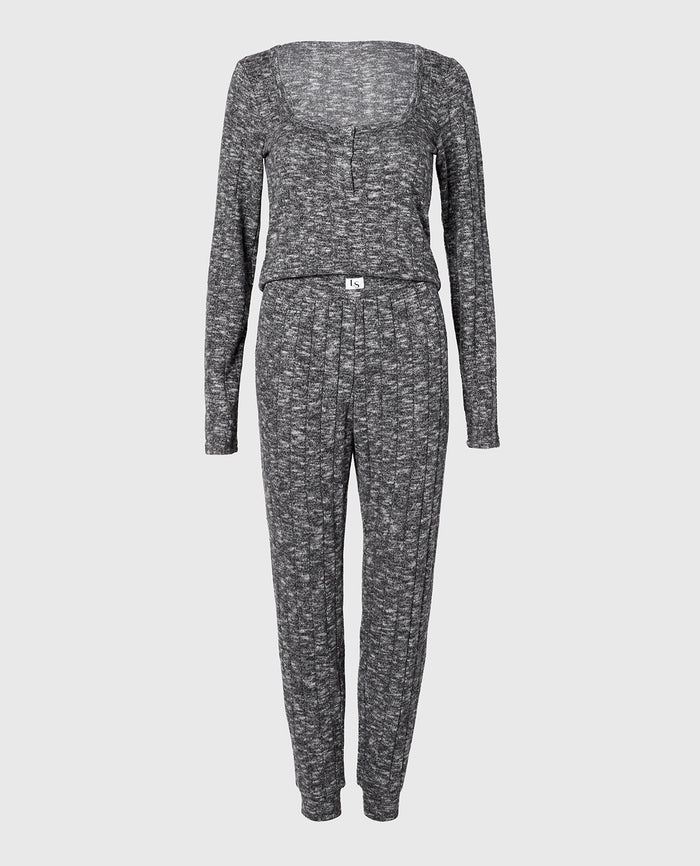 PJ Set with LS Logo Patch in Tuxedo Black