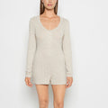 Placket Front Onesie in Cozy Light Oatmeal