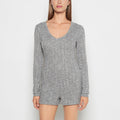 Placket Front Onesie in Light Grey Cozy