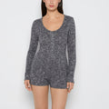 Placket Front Onsie in Tuxedo Black