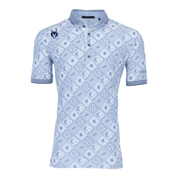 Arctic Bandana Diaries Polo - Front View, Paisley Print Performance Golf Polo | Greyson Clothiers