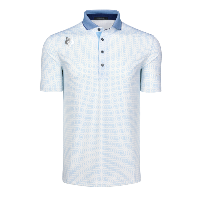 Arctic Geometric Print Men's Golf Polo, Contrast Collar - Front View | Greyson Clothiers