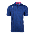 Maltese Blue Players Club Night Prowl Polo - Wolf Print Performance Golf Polo Front View | Greyson Clothiers