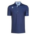Maltese Blue Dot Print Players Club Pack Golf Polo - Front View, Wolf Logo | Greyson Clothiers
