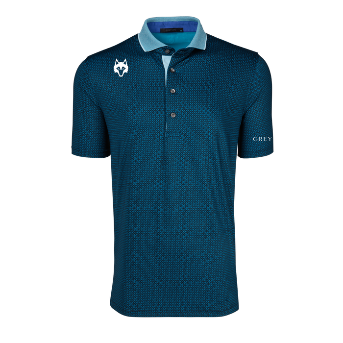Channel Blue Pixel Print Players Club Pixel G Polo - Front View | Greyson Clothiers