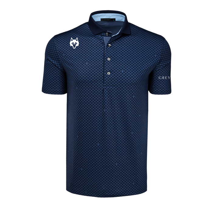 Maltese Blue Players Club Ponderous Wolf Short Sleeve Polo - Front View | Greyson Clothiers