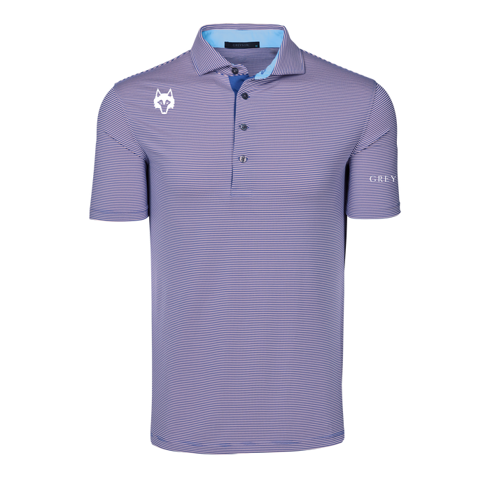 Sunrise/Arctic Saranac Mini Stripe Men's Golf Polo - Front View | Greyson Clothiers