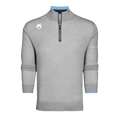 Light Grey Heather Merino Wool Golf Quarter-Zip Sweater - Front View | Greyson Clothiers