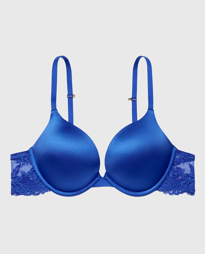 Plunge Opulent Lace Cup Bra with Lace Wing in Dazzling Blue