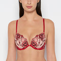 Plunge Push Up Bra in Evening Blush with Crimson and Russian Ruby