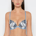 Plunge Push Up Bra in Ivory with Glacier Lake and Dark Navy