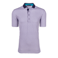 Hyacinth Poison Dart Polo - Front View, Printed Premium Men's Golf Polo with Contrast Collar | Greyson Clothiers